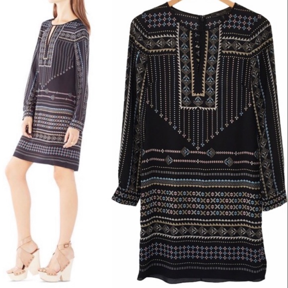 BCBG MaxAzria Freya Shift Column Tunic Style Boho Geometric Dress NWT | XS - Picture 11 of 11